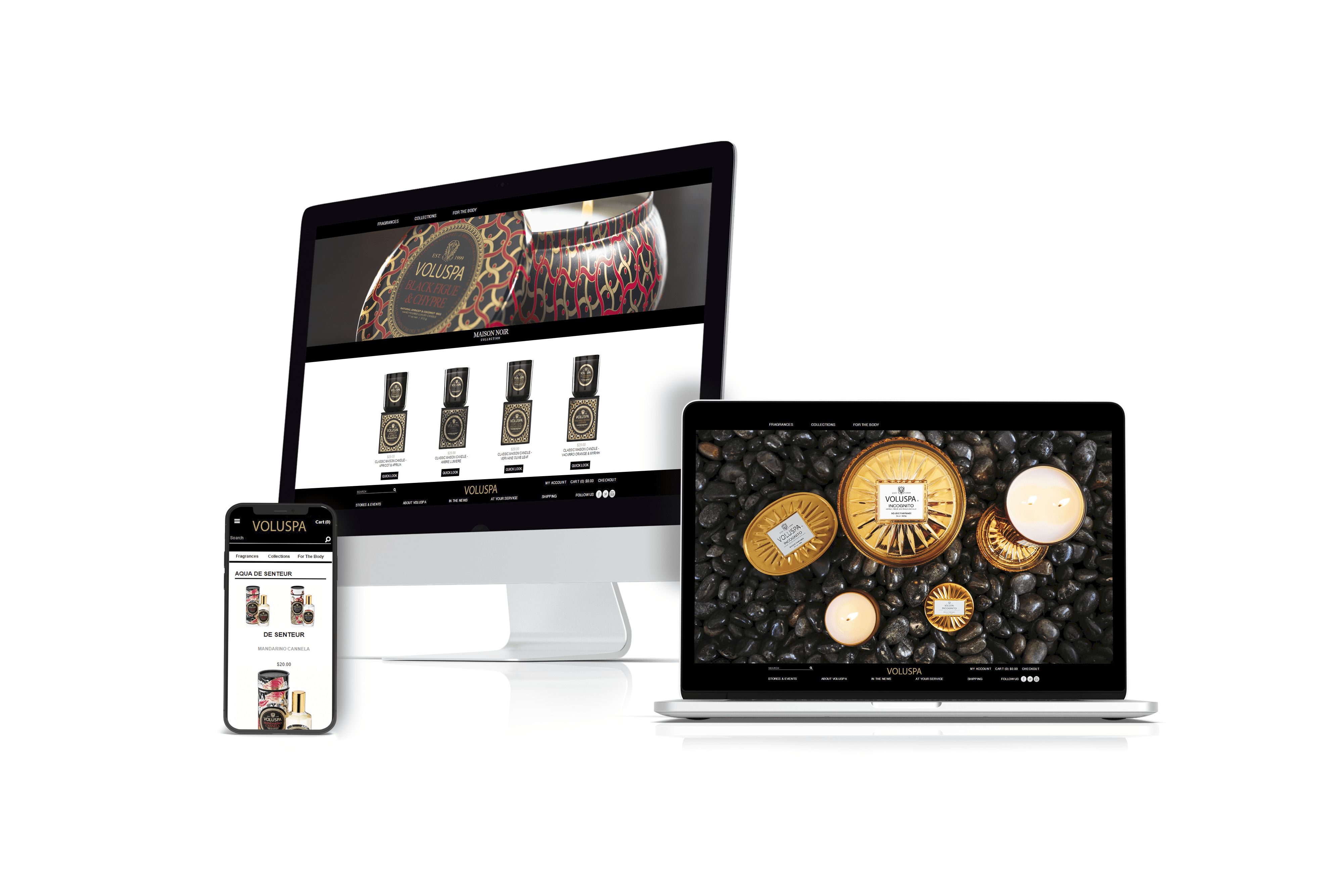 Voluspa luxury fragrance and candle brand website design